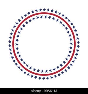 USA star vector pattern round frame. American patriotic circle border with stars and stripes pattern. Stock Vector