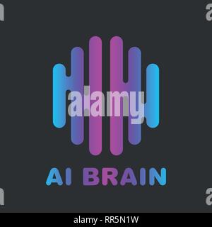 Artificial intelligence brain logo - vector AI technology concept symbol or design element. EPS 10 Stock Vector