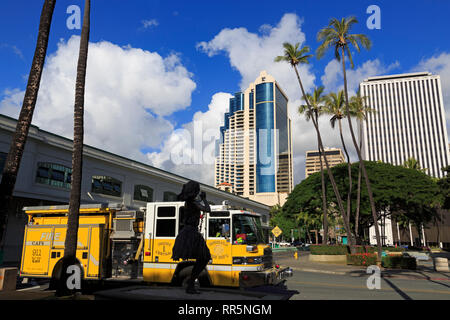 Fire Department Truck, Aloha Tower, Honolulu, Oahu Island, Hawaii, USA ...