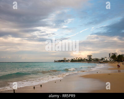 Beautiful sunset at Ocean Park beach in San Juan, Puerto Rico Stock Photo
