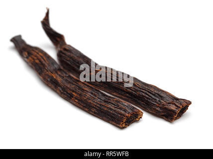 Vanilla bean with seeds isolated on white background Stock Photo