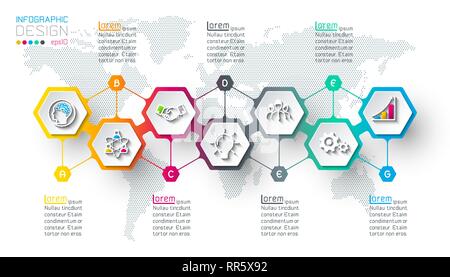 Hexagon inforgraphics on vector graphic art. Stock Vector