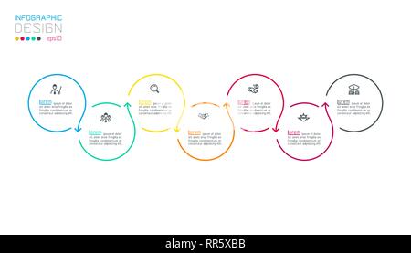 Circle label infographic with step by steps. Stock Vector