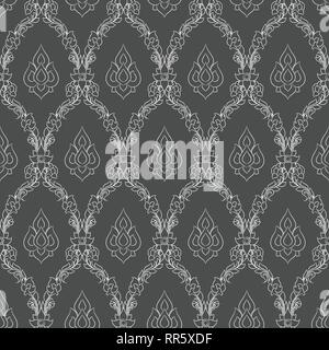 Seamless lined pattern thai art background decoration. Stock Vector