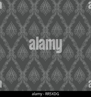 Seamless lined pattern thai art background decoration. Stock Vector