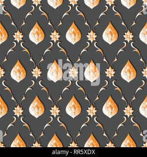 Seamless lined pattern thai art background decoration. Stock Vector