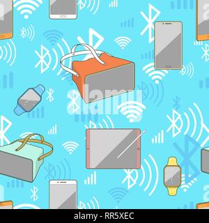 High technology collection seamless background. Stock Vector