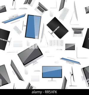 Computer collection on seamless pattern and texture background. Stock Vector
