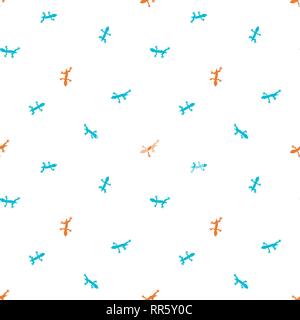 Silhouette lizard seamless background. Stock Vector