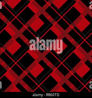 Red and Black Lumberjack plaid seamless pattern illustration eps 10 Stock Vector