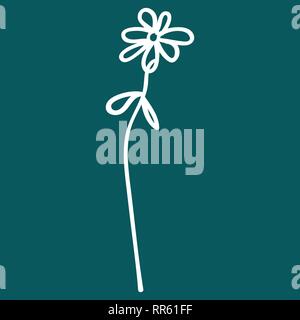 Children drawn flower in doodle style. Outlined and isolated on a colored background. Vector illustration Stock Vector