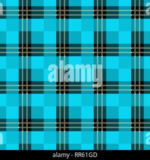 Seamless tartan plaid pattern. Checkered fabric texture print in dark grayish blue, navy, pale blue and white eps10 Stock Vector