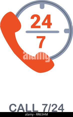 Call 7 24 icon. Premium two colors style design from contact us icons collection. Pixel perfect Call 7 24 icon for web design, apps, software, print Stock Vector