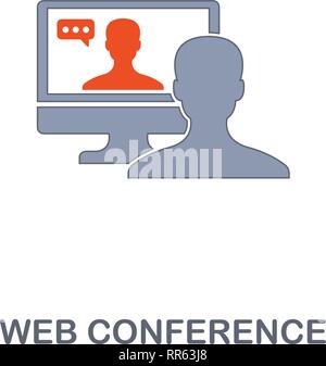 Web Conference icon. Premium two colors style design from contact us icons collection. Pixel perfect Web Conference icon for web design, apps Stock Vector