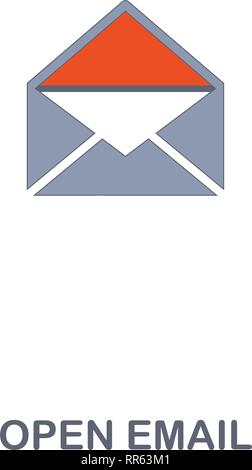 Open Email icon. Premium two colors style design from contact us icons collection. Pixel perfect Open Email icon for web design, apps, software, print Stock Vector