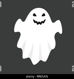 Vector white ghost isolated on black background Stock Vector
