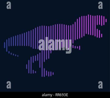 The linear illustration of a dinosaur. Logo Stock Vector