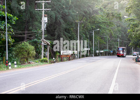Thai people riding and driving on the road at Ban Phe village city on July 4, 2018 in Rayong, Thailand Stock Photo