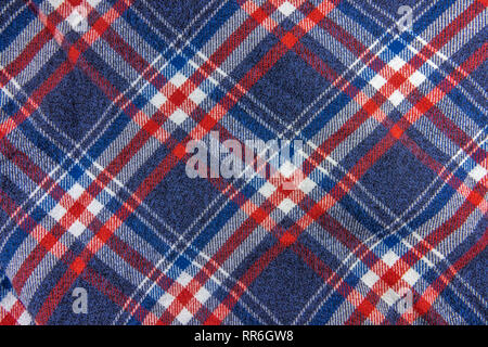 Abstract Background Texture Of A Blue, White And Red Plaid Hipster Shirt Pattern Stock Photo
