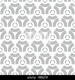Abstract seamless pattern of circles from semicircular lines. Modern stylish texture. Repaeting geometric curves and circles. Silhouette of thin lines Stock Vector