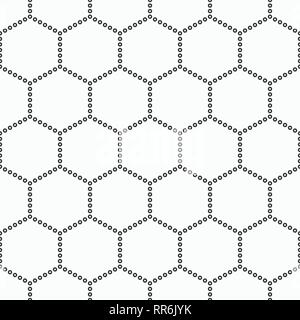 Abstract seamless pattern. Modern stylish texture from circles. Repeating geometric tiles with dotted hexagons. Small circles. Stock Vector
