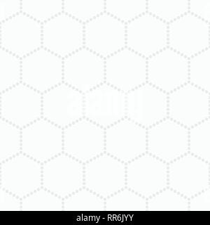 Abstract seamless pattern. Modern stylish texture from circles. Repeating geometric tiles with dotted hexagons. White and gray geometric texture. Stock Vector
