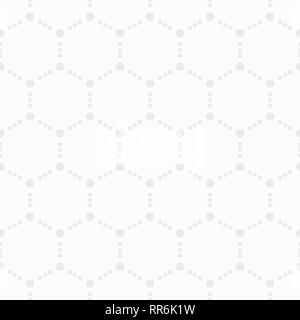 Abstract seamless pattern. Modern stylish texture from circles. Repeating geometric tiles with dotted hexagons. White and gray geometric texture. Stock Vector