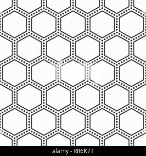 Abstract seamless pattern of hexagons. Repeating geometric tiles of dotted hexagons. For fashion textile, cloth, backgrounds. Vector background. Stock Vector