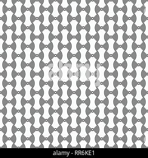 Vector seamless pattern. Modern stylish geometric texture. Repeating wavy lines and circles. Regularly repeating parts of circles. Stock Vector