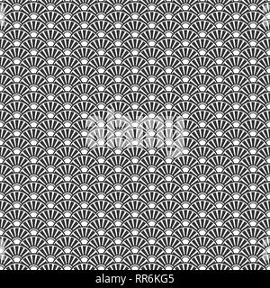 Japanese wave seamless pattern. Regular tiled ornament. Stylish texture. Vector monochrome background. Stock Vector