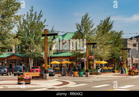 Main Street, Downtown Frisco, Colorado. A quaint and popular ski resort town in summertime. Stock Photo