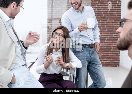 business team is considering solving business problems Stock Photo