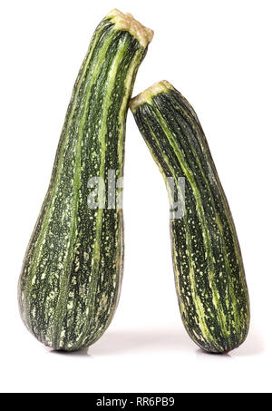 Two green zucchini isolated on white background Stock Photo