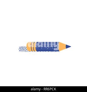 Pencil flat hand drawn vector color icon. Stock Vector