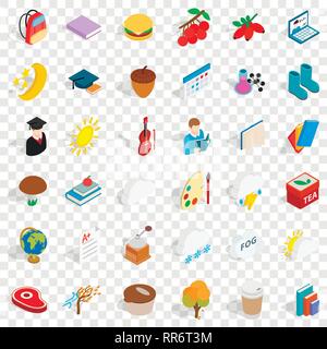 Autumn weather icons set, isometric style Stock Vector