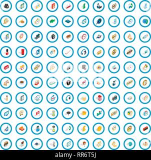 100 clock icons set, isometric 3d style Stock Vector