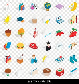 Cold icons set, isometric style Stock Vector
