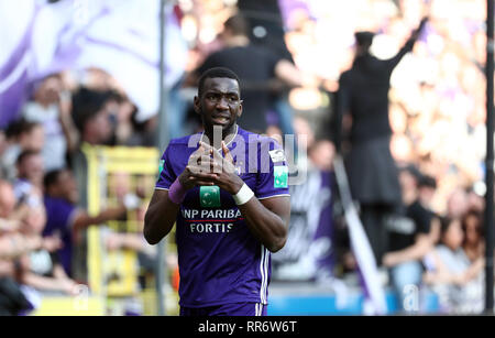 Anderlecht's Yannick Yala Bolasie looks dejected during a soccer match  between RSC Anderlecht and Club Brugge KV, Sunday 24 February 2019 in  Brussels, on the 27th day of the 'Jupiler Pro League