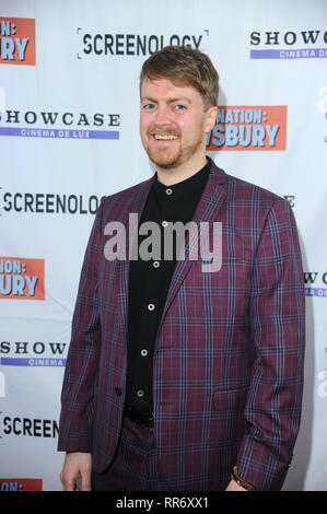 London, UK. 24th Feb, 2019. Kevin Drewsbury seen during the Destination Dewsbury UK premiere. A premiere of a new British comedy about five friends who reunite for one last road trip to Dewsbury after they find out one of them is dying. Prince Charles Cinema, Leicester Square London. Credit: Terry Scott/SOPA Images/ZUMA Wire/Alamy Live News Stock Photo