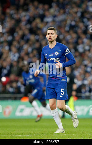 Jorginho of Chelsea during the EFL Carabao Cup Final between Chelsea and Manchester City at Wembley Stadium, London, England on 24 February 2019. Photo by Carlton Myrie.  Editorial use only, license required for commercial use. No use in betting, games or a single club/league/player publications. Stock Photo