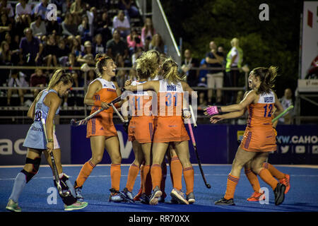 Buenos Aires, Federal Capital, Argentina. 24th Feb, 2019. The women's hockey  team from Holland, world champion, defeated the Argentina national team ''Las  Leonas'' 2 goals to 1 and took the undefeated in