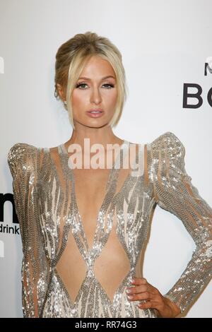 Los Angeles, USA. 24th Feb, 2019. Paris Hilton at the Elton John AIDS Foundation Academy Awards Viewing Party at West Hollywood Park on February 24, 2019 in Los Angeles, California. Photo: CraSH/imageSPACE Credit: Imagespace/Alamy Live News Stock Photo