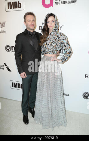 California, USA. 24th Feb, 2019. Chris Hardwick and wife Lydia Hearst, 27th Annual Elton John Academy Awards Viewing Party held at West Hollywood Park. Credit: Pma/AdMedia/ZUMA Wire/Alamy Live News Stock Photo