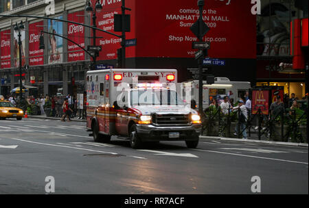 NEW YORK Broadway   an ambulance in the traffic Stock Photo