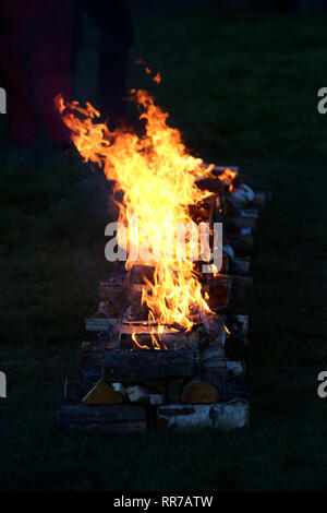 General views of Charity Fire Walking at Aldingbourne Trust in West Sussex, UK. Stock Photo