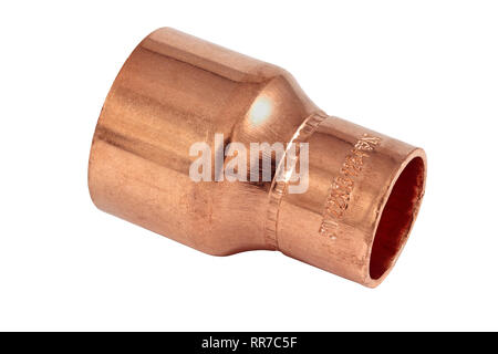 22x15mm end feed soldering copper reducer 22x15mm BS EN 1254-1 Isolated on a white background SILO Stock Photo