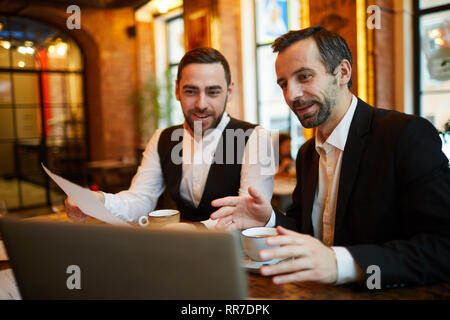 Business people Working in Restaurant Stock Photo