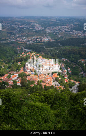 The Palace of Sintra, also called Town Palace, located in the town of Sintra, in the Lisbon District of Portugal. Stock Photo