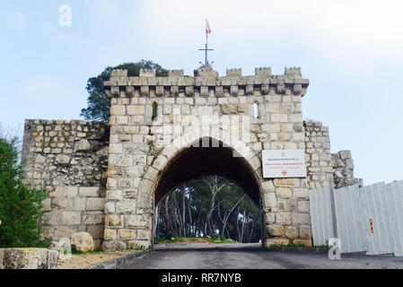 The Church of the Transfiguration is a Franciscan church located on Mount Tabor in Israel. Stock Photo