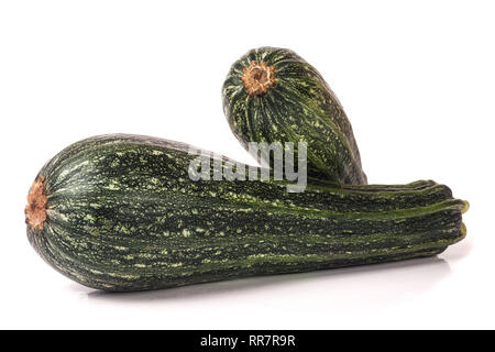 Two green zucchini isolated on white background Stock Photo